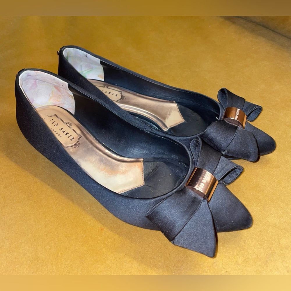 Ted Baker Ilebdi matte satin flats with bows rose gold trim 8